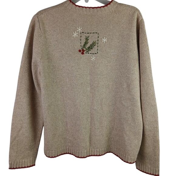 Croft & Barrow VTG SZ M Wool Angora Holiday Full-Zip Sweater Tartan Ice Skates - Picture 5 of 7